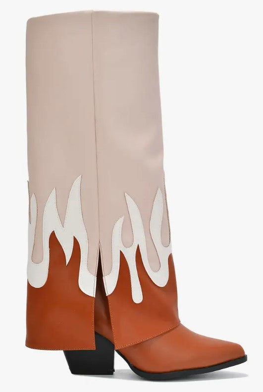 Flammin' Tan Fold Over Boots