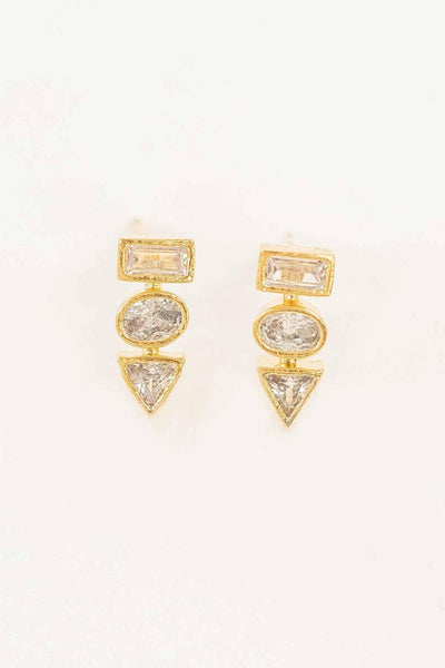 Triple Geo Crystal Drop Earrings