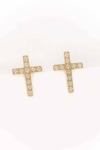 Cross Stud Earrings | Gold